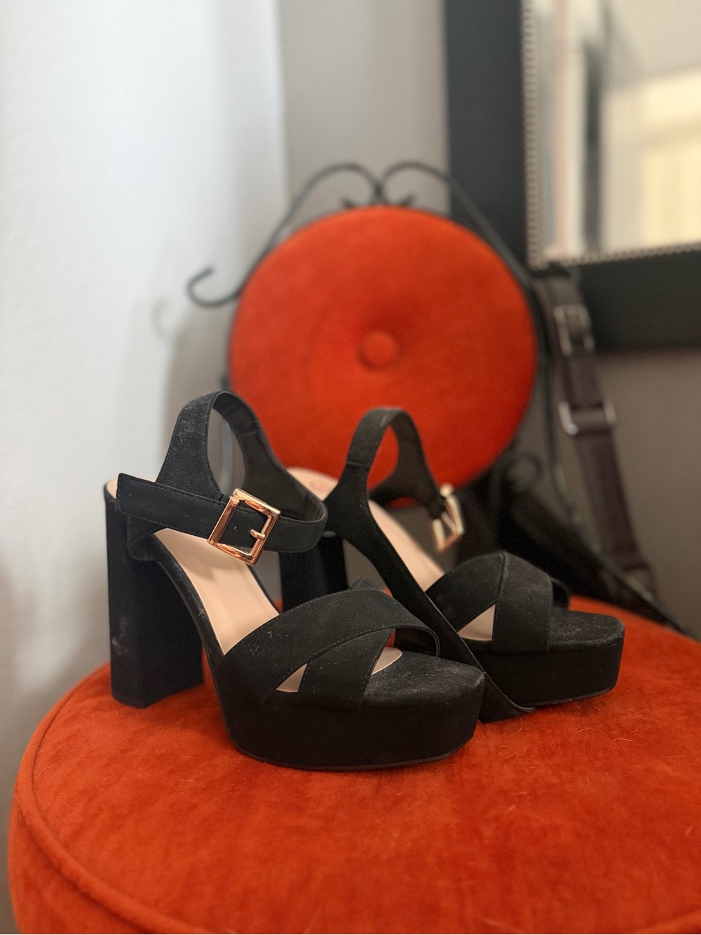 Women's Black Platform Block Heel Sandals - Classic Strappy Style